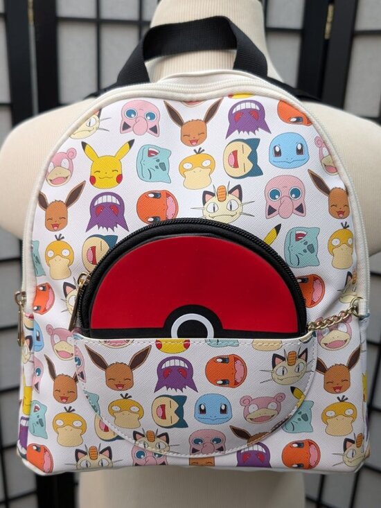 Pokemon Handbags - Pokemon Character Mini Backpack Purse w/ Pokeball Coin Purse White EUC